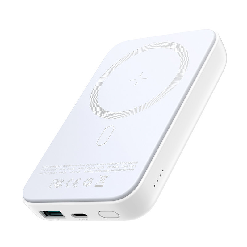 Joyroom power bank 10000mAh 20W Power Delivery Quick Charge magnetyczna ładowarka bezprzewodowa Qi 15W do iPhone kompatybilna z MagSafe biały (JR-W020