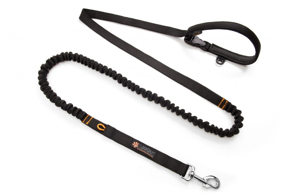 Smycz dla psa z amortyzatorem JoQu® Two Runners Leash czarna