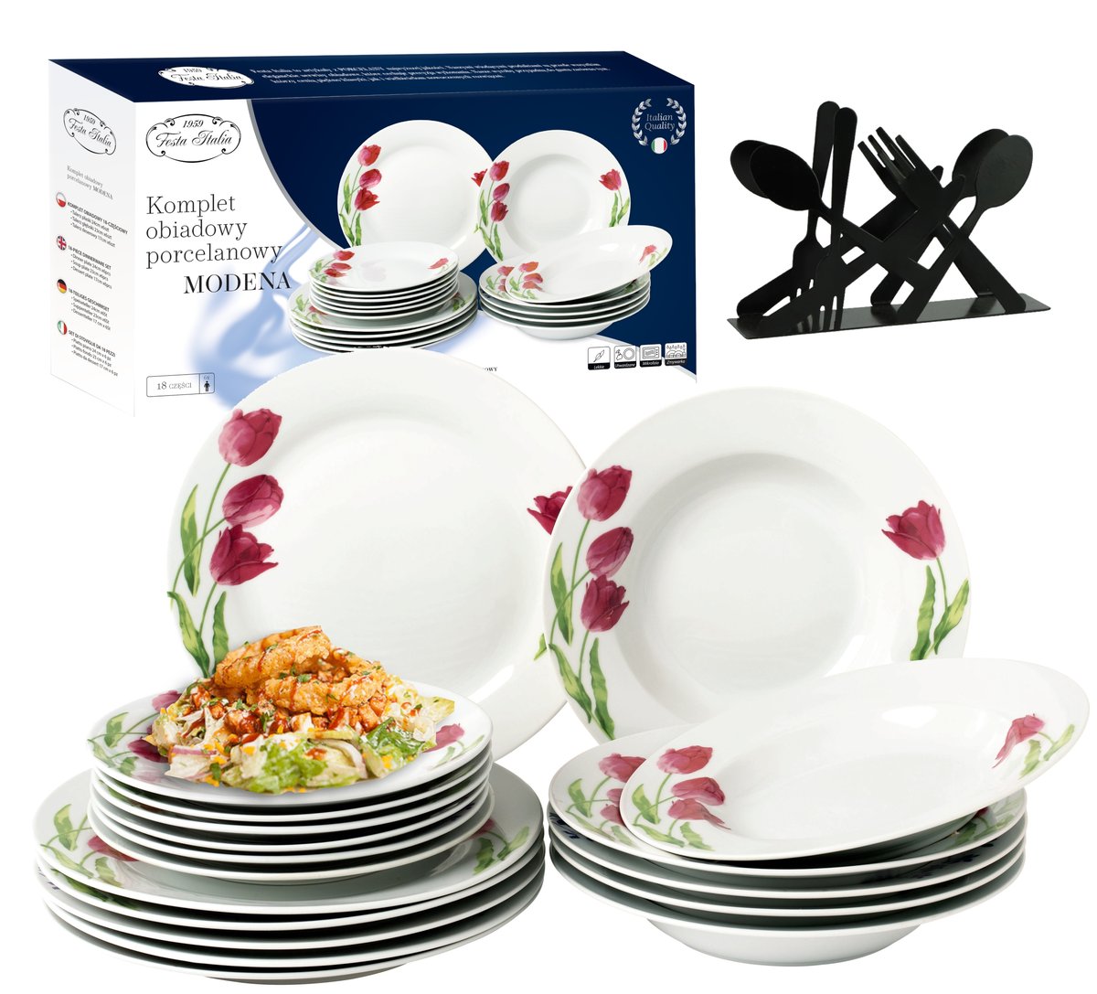 Serwis talerzy zestaw komplet OBIADOWY 18el opal