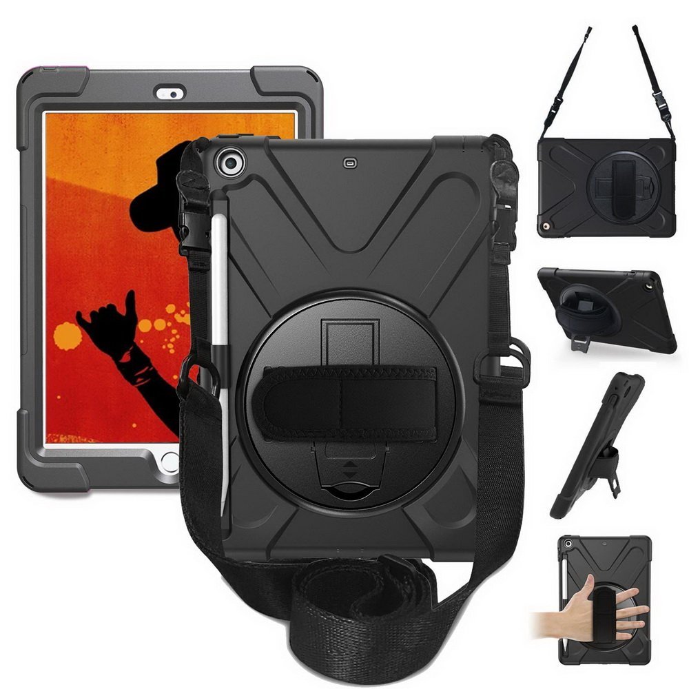DP 360 V3 Shockproof Case Pancerne Etui + Pasek na ramię + Apple Pencil Holder iPad 9.7 2017/2018