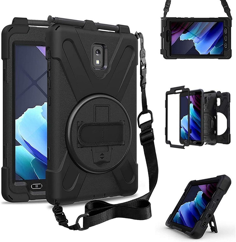 D-Pro 360 Armor etui pancerne z uchwytem na rękę i paskiem na ramię do Samsung Galaxy Tab Active 3  (SM-T570/T575/T577)