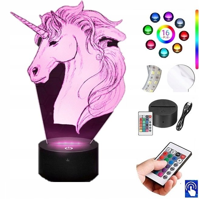 Lampka na biurko Jednorożec 16kolorów LED PLEXIDO
