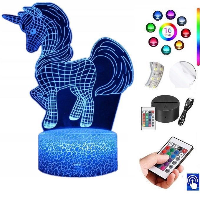 Lampka na biurko Jednorożec 16 kolorów LED PLEXIDO