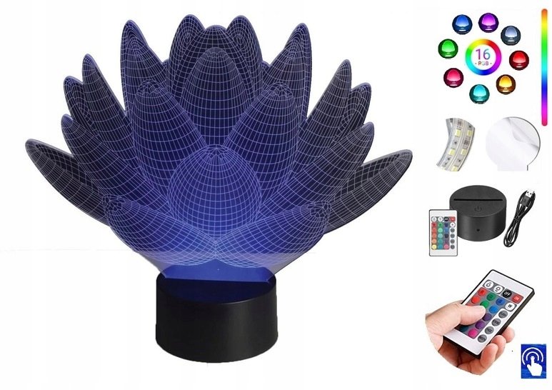 Lampka na biurko Kwiat Lotosu 16kol. LED PLEXIDO 5