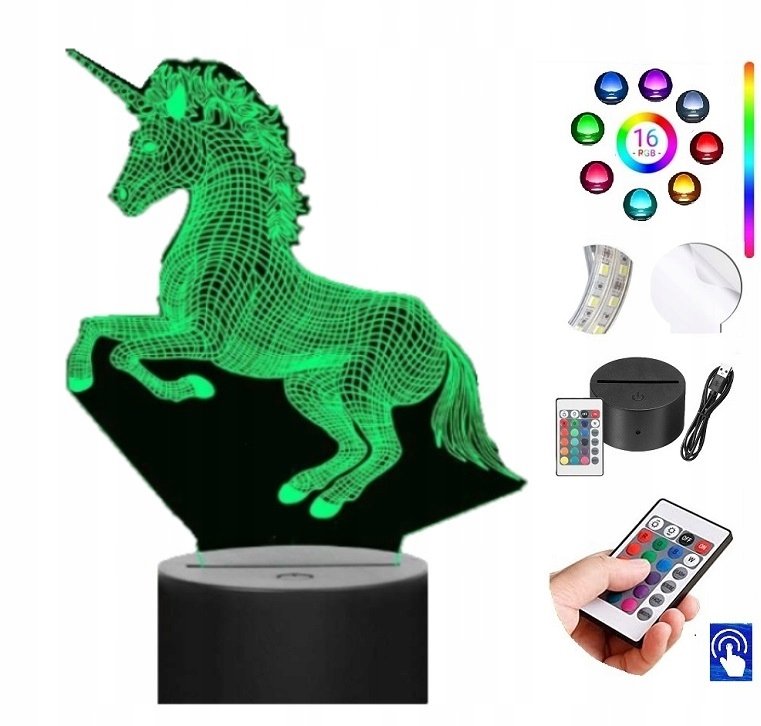 Lampka na biurko Jednorożec 16kolorów LED PLEXIDO