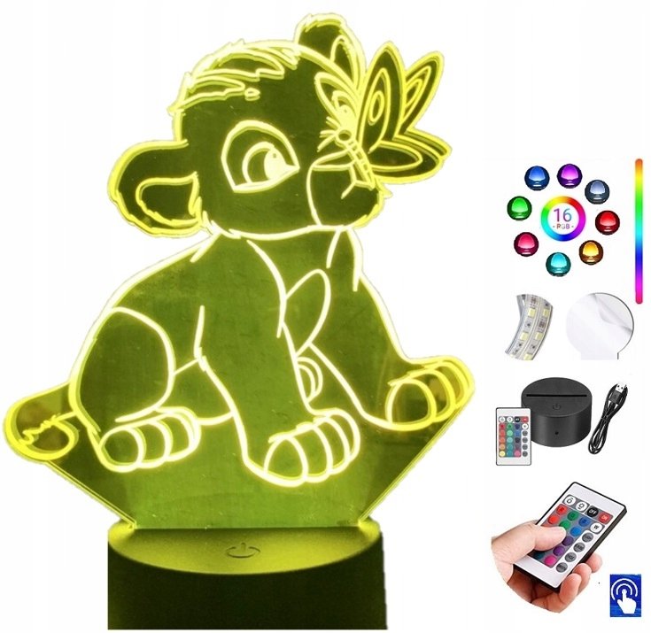 Lampka na biurko Król Lew Simba 16kol. LED PLEXIDO