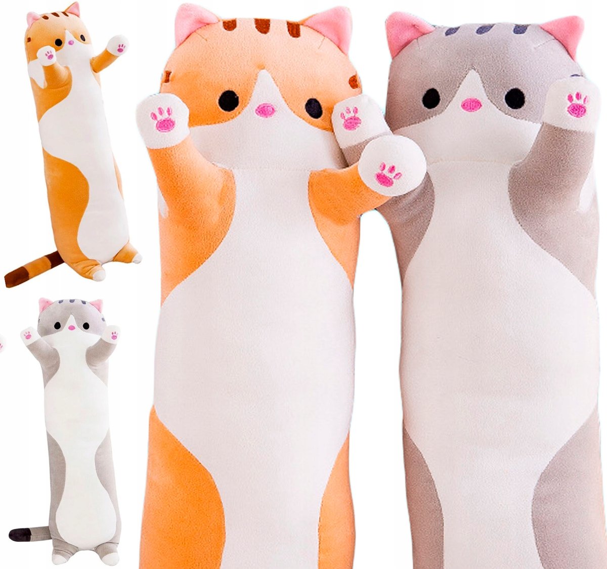 Długi Kot Kotek Poduszka Maskotka Cat Pluszak 90Cm