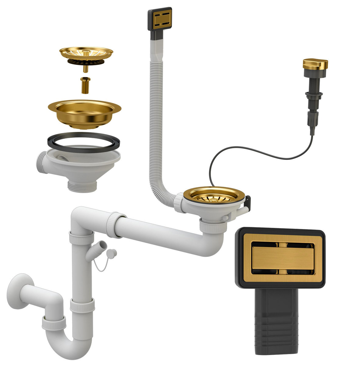 Syfon Prostokątny Automatyczny Jednokomorowy Złoty