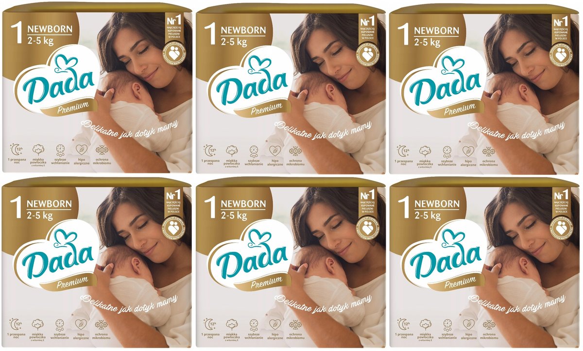 Dada Extra Care, pieluchy jednorazowe, Newborn 1, 2-6 Kg , 6x26szt.