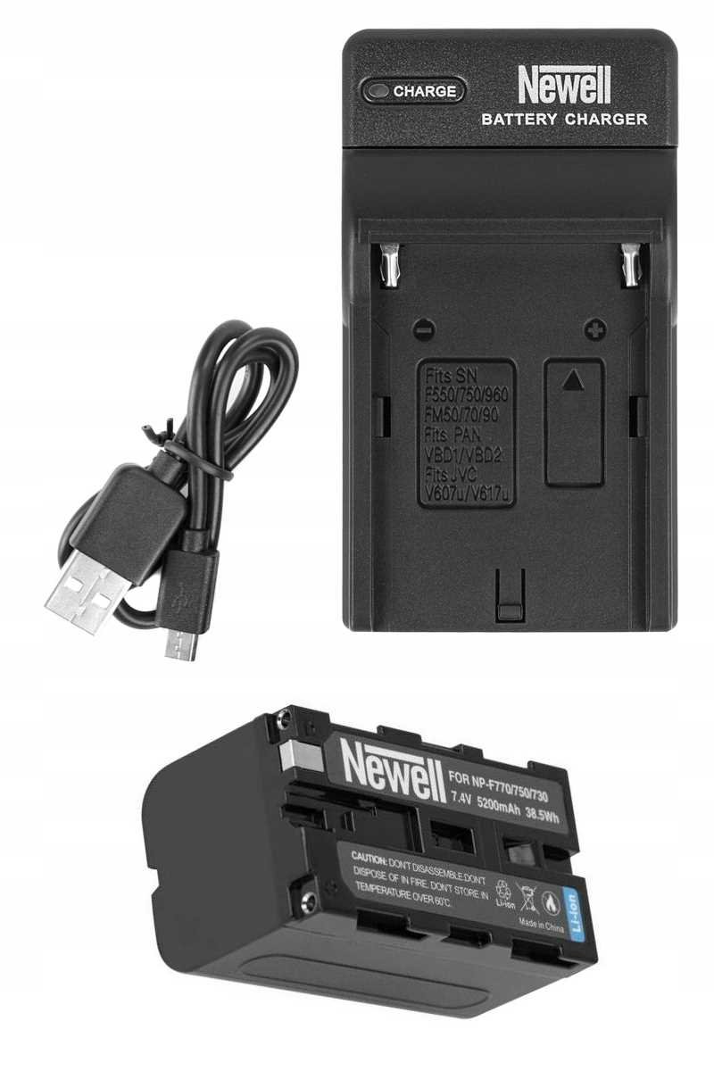 ZESTAW ŁADOWARKA DC-USB +AKUMULATOR NEWELL NP-F770