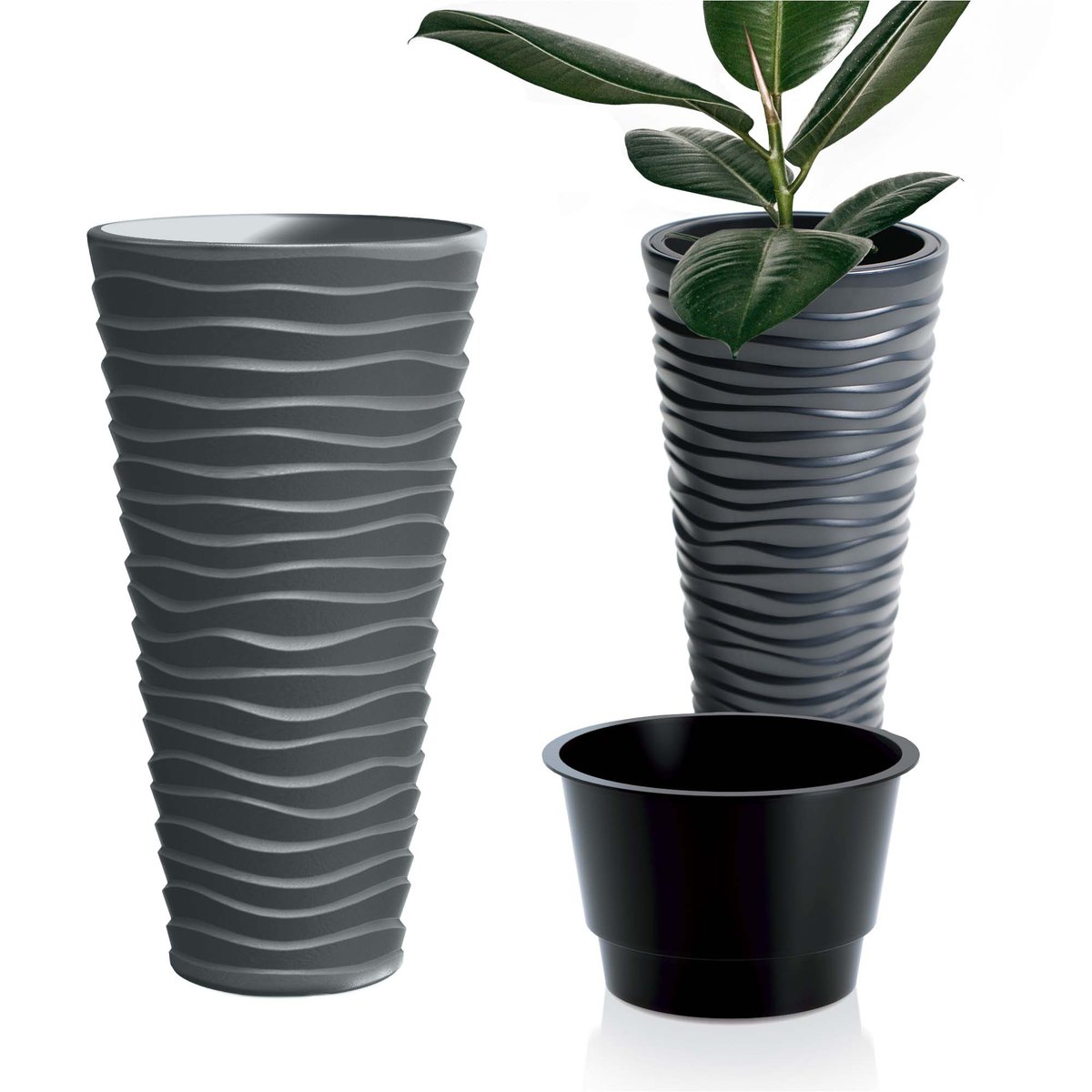 Prosperplast Doniczka z wkładem Sand Slim DPSA300 antracyt AP_218779