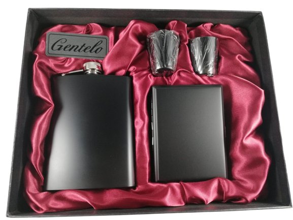 Zestaw upominkowy papierośnica kieliszki piersiówka prezent upominek