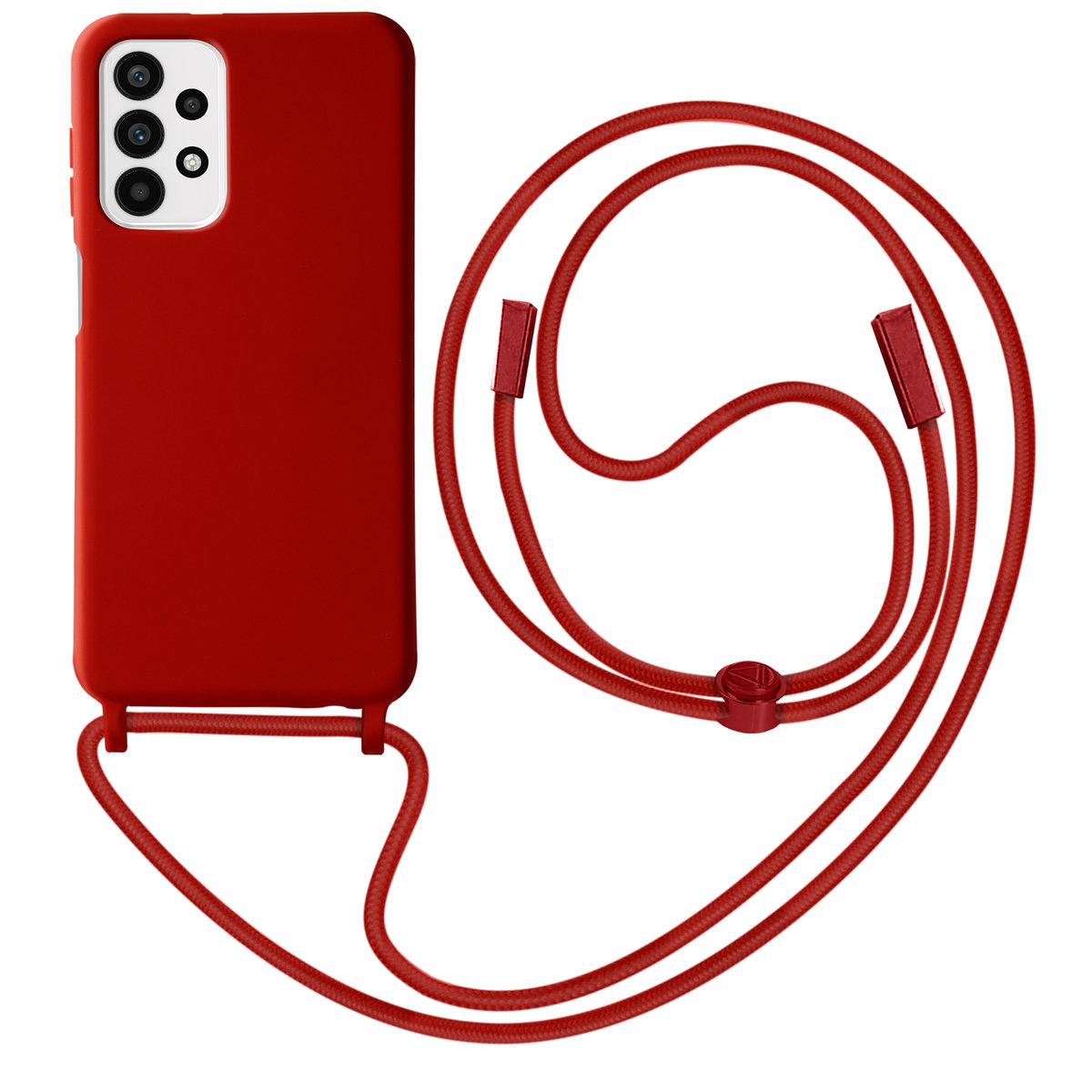 Etui na smycz do Samsung Galaxy A23 5G / M23 Półsztywna smycz 80cm Czerwone