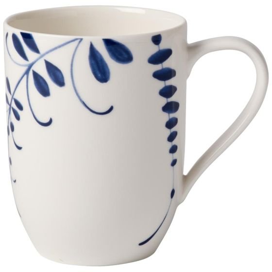 Villeroy & Boch vieux Luxembourg brindille kubek do kawy, naczynia z wysokiej jakości Premium w kolorze niebieskim, 370 ML kubek z uchwytem, porcelana, biała, 10 x 10 x 8 cm 10-4207-9651