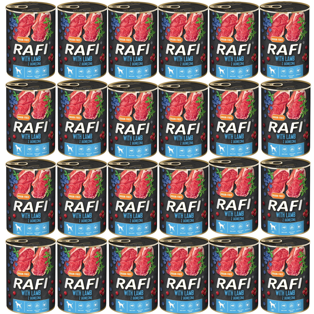 24x RAFI Z JAGNIĘCINĄ, BORÓWKĄ I ŻURAWINĄ - KARMA DLA PSA 400G