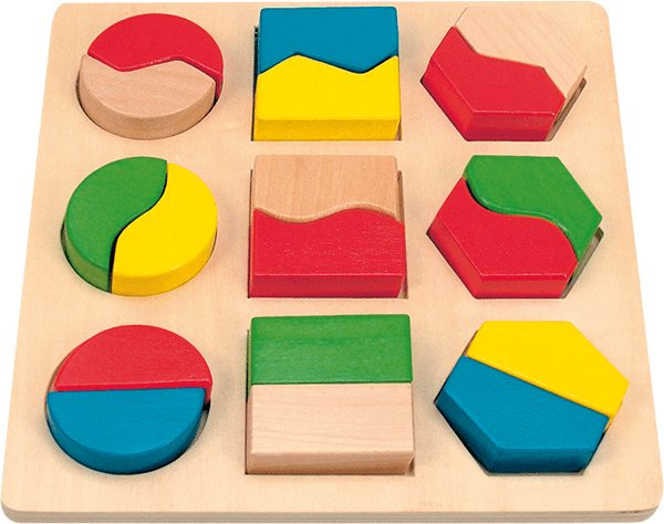 Woody zabawka rozwijająca sprawność ruchową. Puzzle, gra, kolor i kształt sortowania do gry w jednym. Sprawdzone pod kątem Safe Toys. 18-częściowy