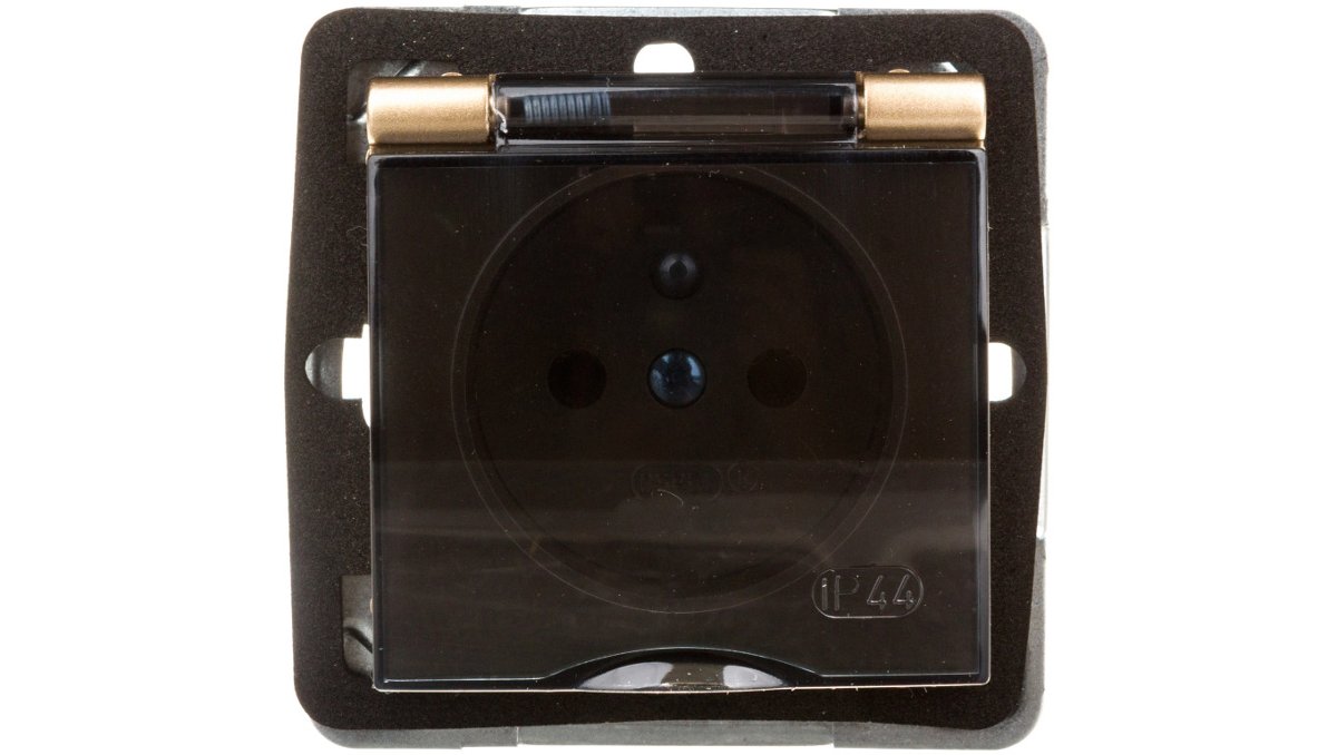 Ospel Impresja Modul Metalik Gniazdo bryzgoszczelne z uziemieniem, IP-44 GPH-1YZ/m/28/d
