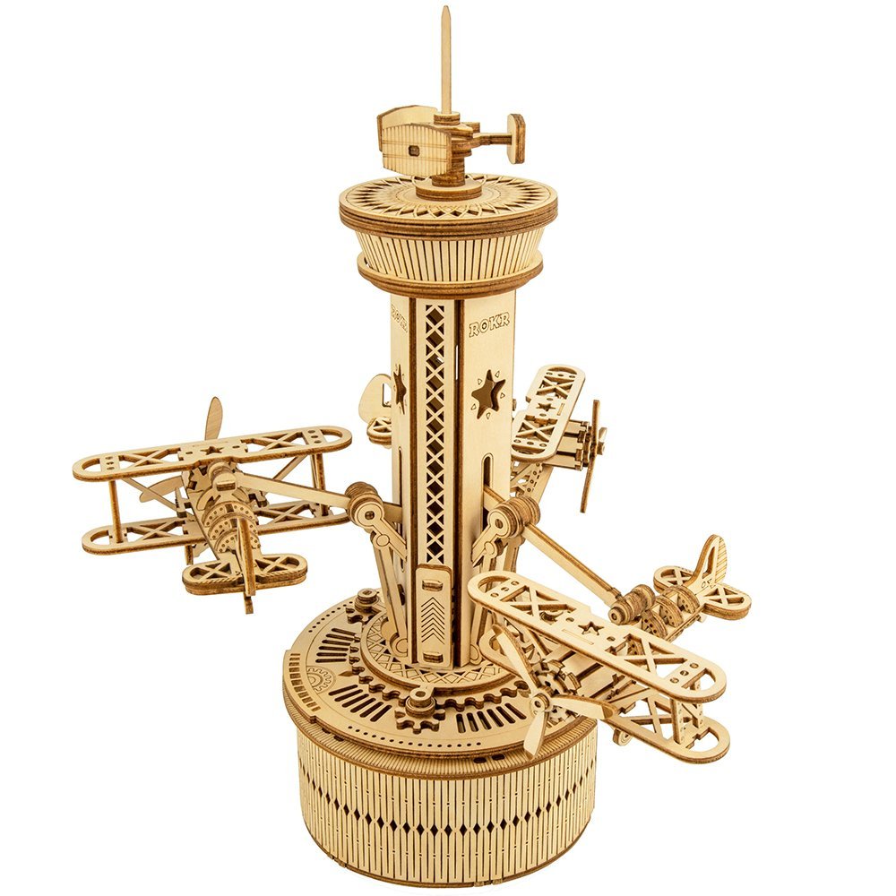 Robotime Drewniane Puzzle 3D - Pozytywka Wieĺľa Kontroli Lotăłw