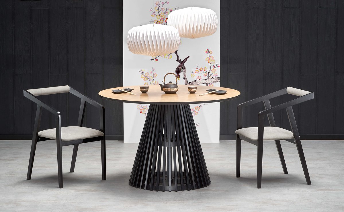 MIYAKI stół Halmar blat - dąb naturalny, noga - czarny 