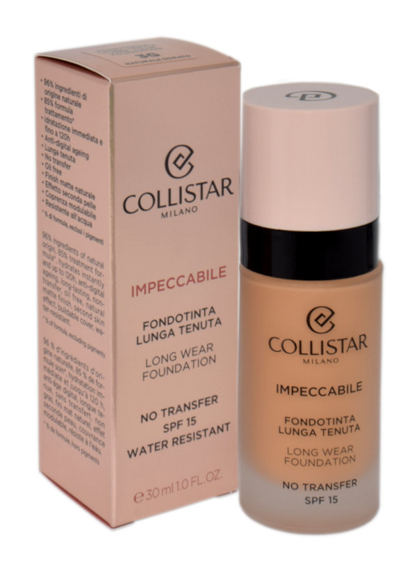 Collistar, Impeccabile Long Wear, Podkład do twarzy SPF 15 3G Natural Gold, 30 ml