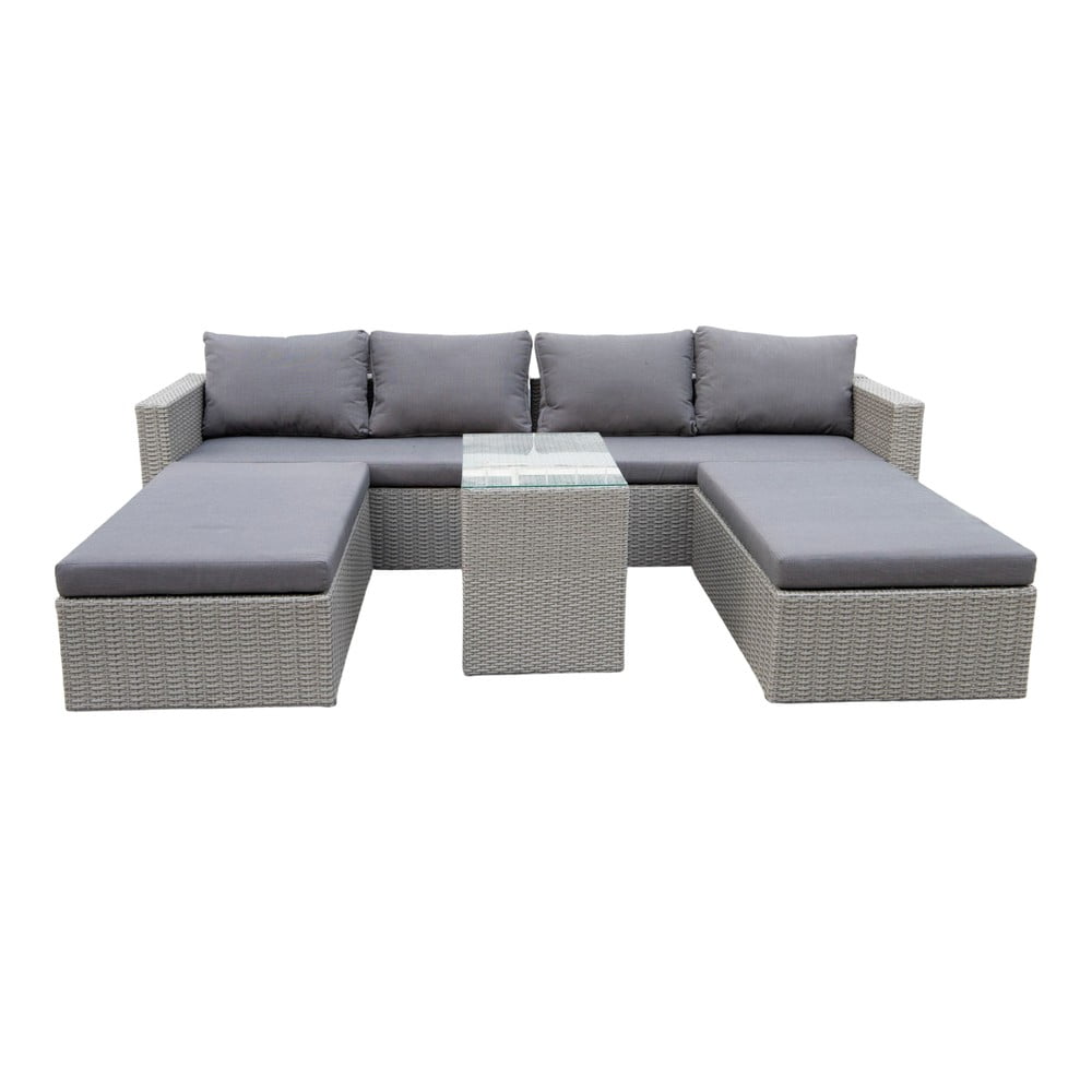 Szary zestaw ogrodowych mebli wypoczynkowych ze sztucznego rattanu dla 4 osób Drammen – Bonami Selection