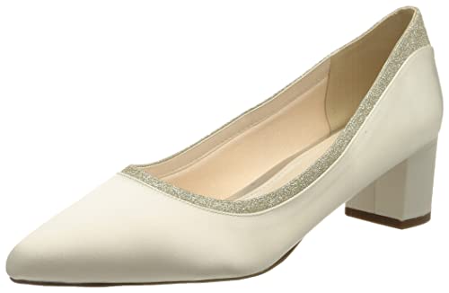 Rainbow Club Buty ślubne Preslie - damskie, czółenka, satyna w kolorze kości słoniowej - rozmiar 40 (7 UK)