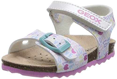 Geox Dziewczęce sandały dla dziewczynek B CHALKI Girl Sandal, białe/wielokolorowe, 20 EU, White Multicolor, 20 EU