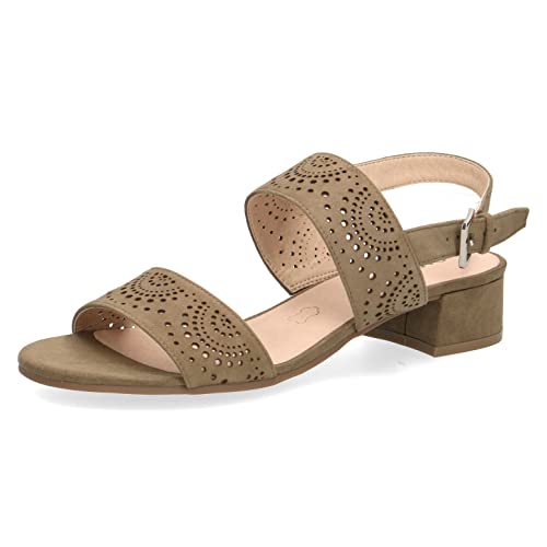 CAPRICE Sandały damskie 9-9-28203-28 z obcasem, zielony - Cactus Suede - 37.5 EU