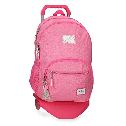 Pepe Jeans Luna Plecak na zamek błyskawiczny Różowy 35x46 cm Poliester, Różowy, Mochila Saco Con Cremallera, Plecak z zamkiem błyskawicznym
