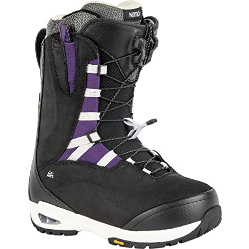 Nitro Damskie deski snowboardowe Bianca TLS '21 Premium All Mountain Freeride Freestyle System szybkiego sznurowania Boot Snowboardboot, Black-Purple, MP 26,0 // EU 40 // US 8,5