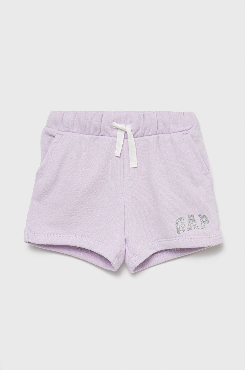 GAP szorty dziecięce kolor fioletowy z nadrukiem regulowana talia - Gap