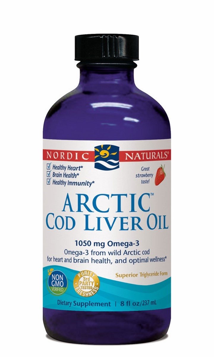 Nordic Naturals - Arctic Cod Liver, Tran z Dorsza, 1060mg, Truskawka, Płyn, 237 ml