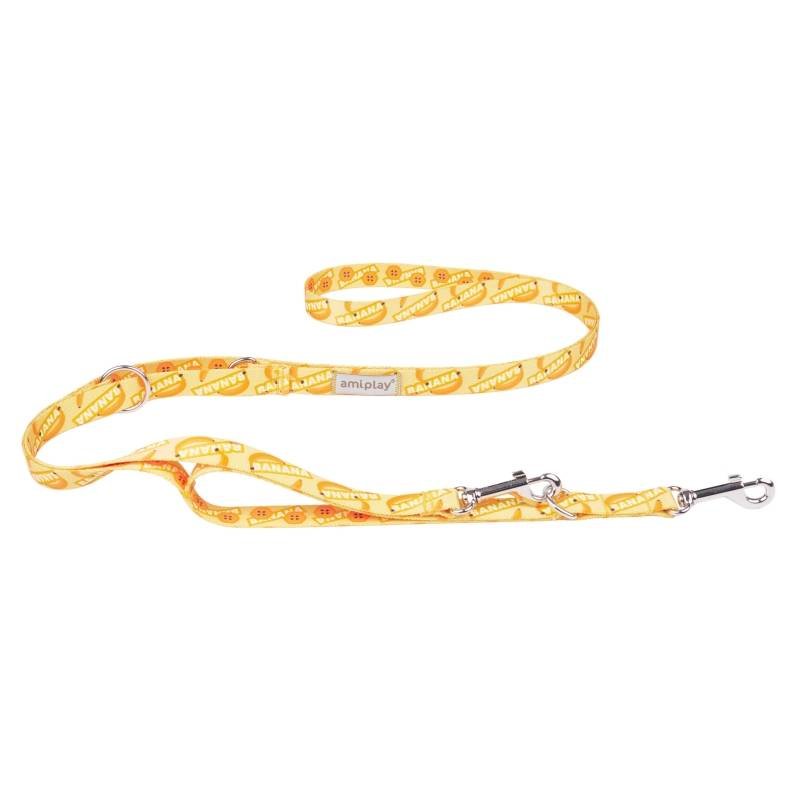Amiplay BeHappy Smycz regulowana 7in1 L 1-2m x 2,5cm banana
