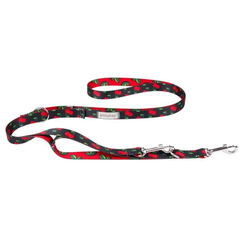 Amiplay BeHappy Smycz regulowana 7in1 L 1-2m x 2,5cm cherry