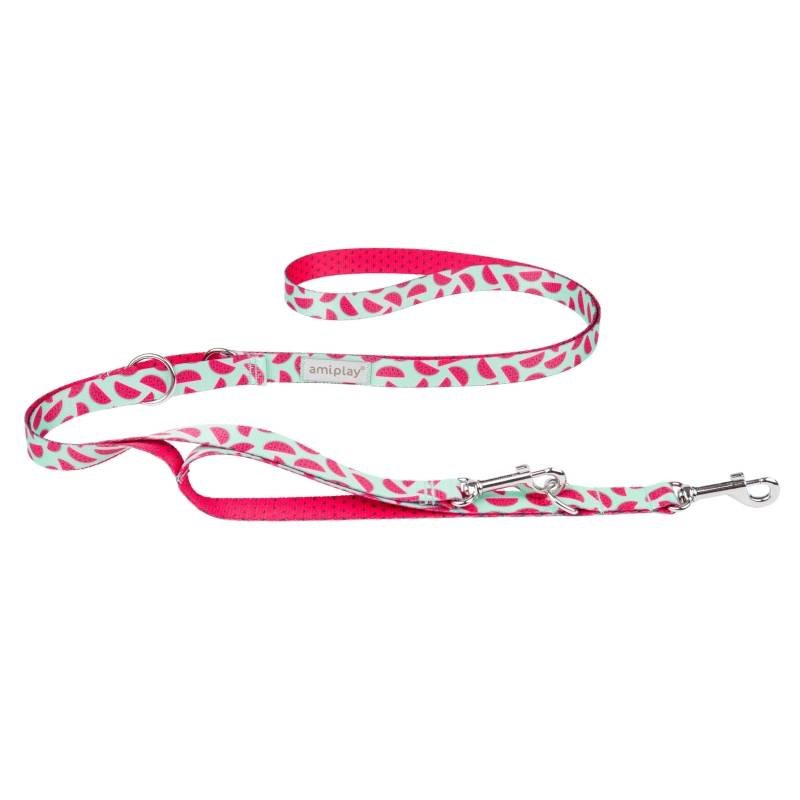 Amiplay BeHappy Smycz regulowana 7in1 L 1-2m x 2,5cm watermelon