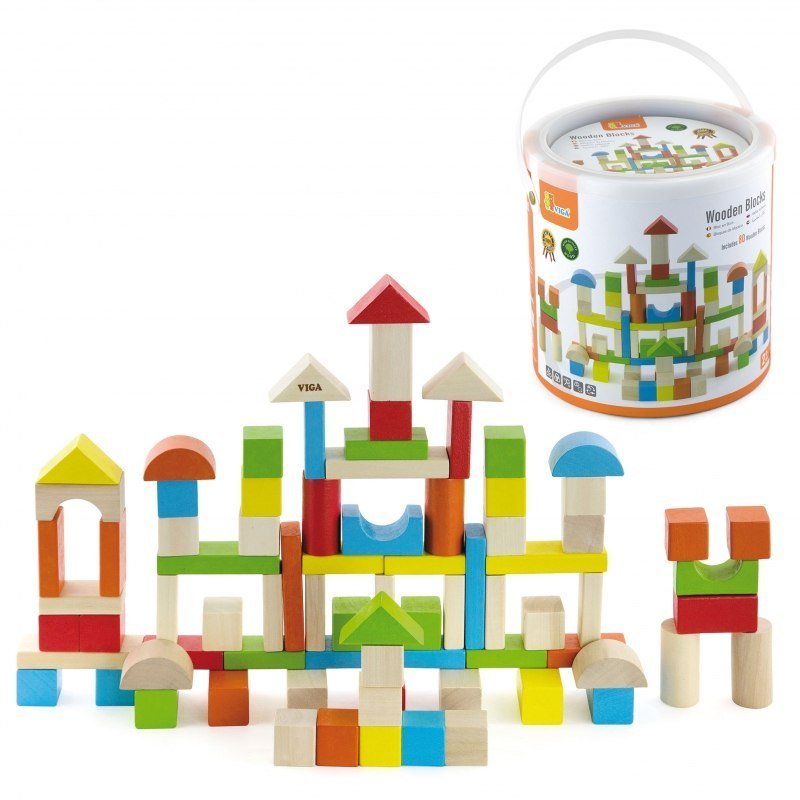 VIGA Toys TOYS DREWNIANE KOLOROWE KLOCKI - KSZTAŁTY 80EL KL02 50333 DREWNO R10 $