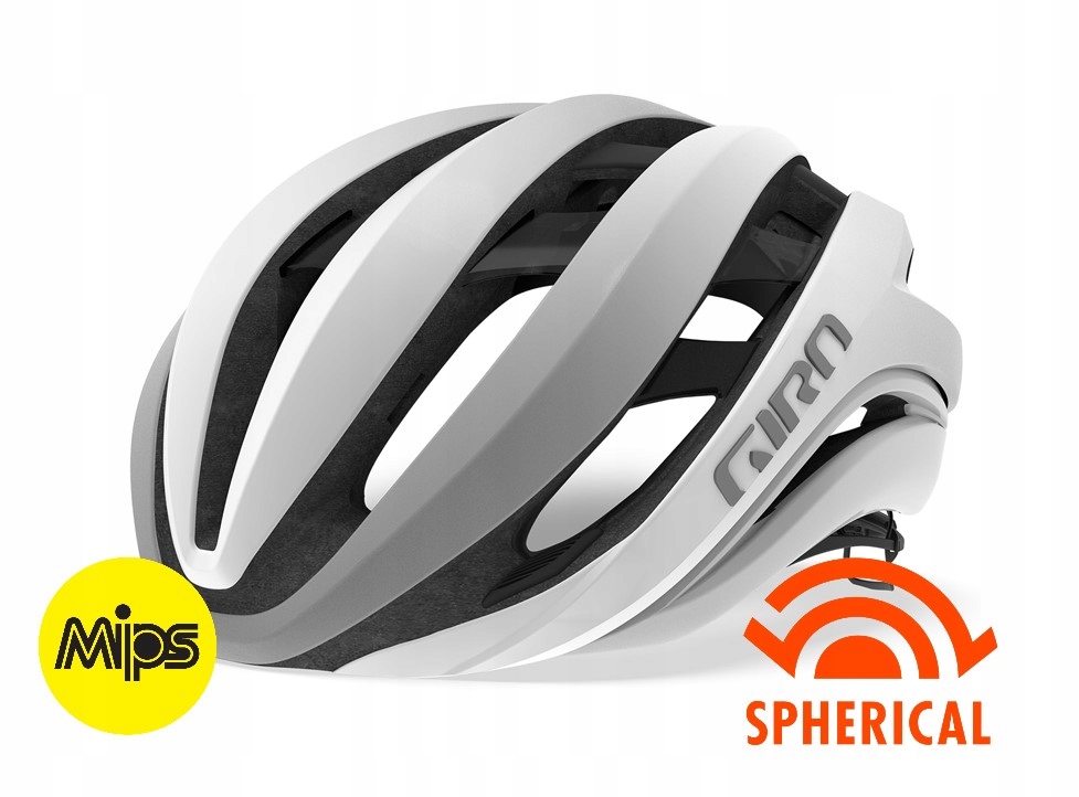 Giro, Kask szosowy, Aether Spherical MIPS, biało-srebrny, rozmiar L