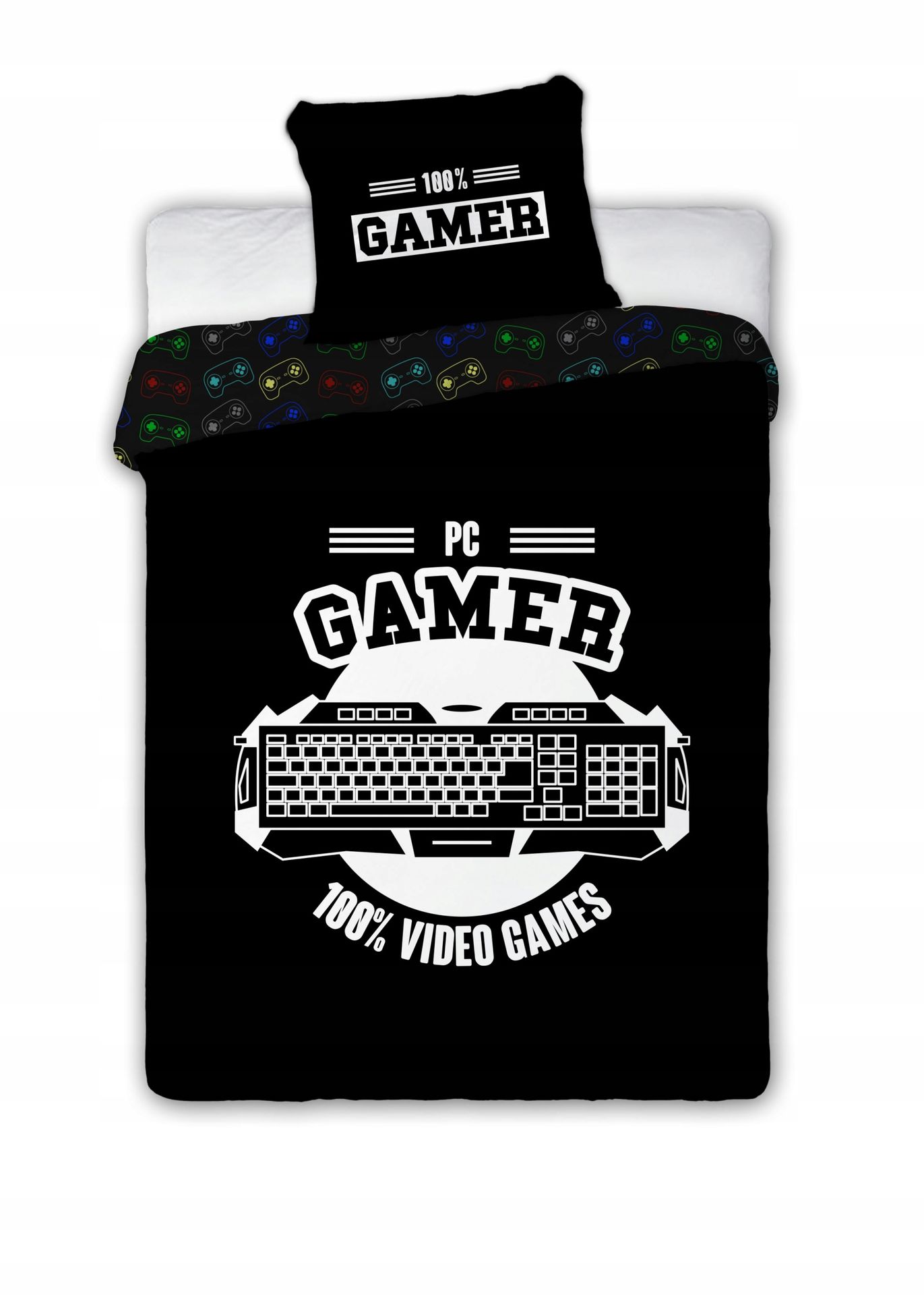 Carbotex Pościel 140x200 dla dzieci wzór gamer dla gracza pad kolorowy nl201070-pp
