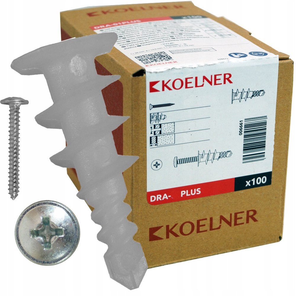 MC typu Driva do płyt G-K z wkretem opakowanie 100 szt KOELNER DRA-01PLUS