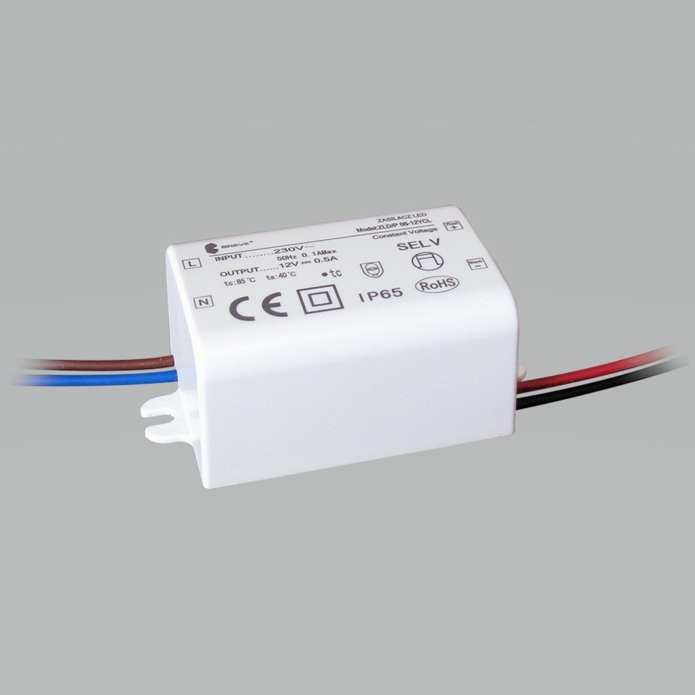 Zasilacz LED 12V DC 6W 0,5A IP65 /z zabezpieczeniami/ ZLDP 06-12YCL 19712-9035