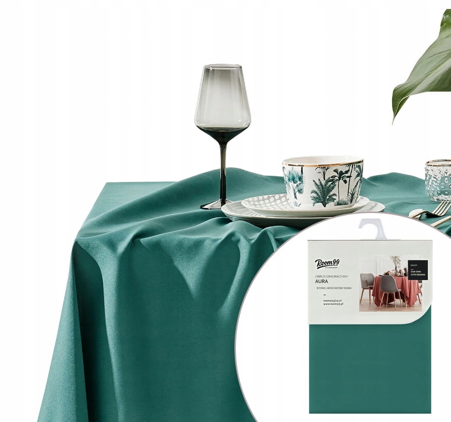 Room99 OBRUS PLAMOODPORNY AURA - BUTELKOWA ZIELEŃ 140x300 5902963479969