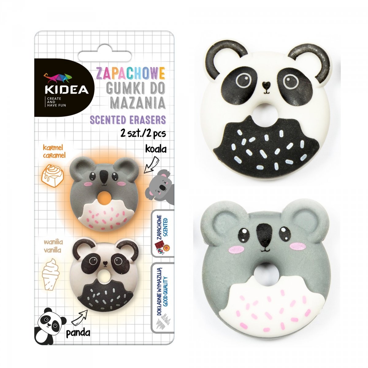 Derform Gumki do mazania zapachowe Panda koala 2szt KIDEA - DERFORM Gumki do mazania zapachowe Panda koala 2szt KIDEA - DERFORM