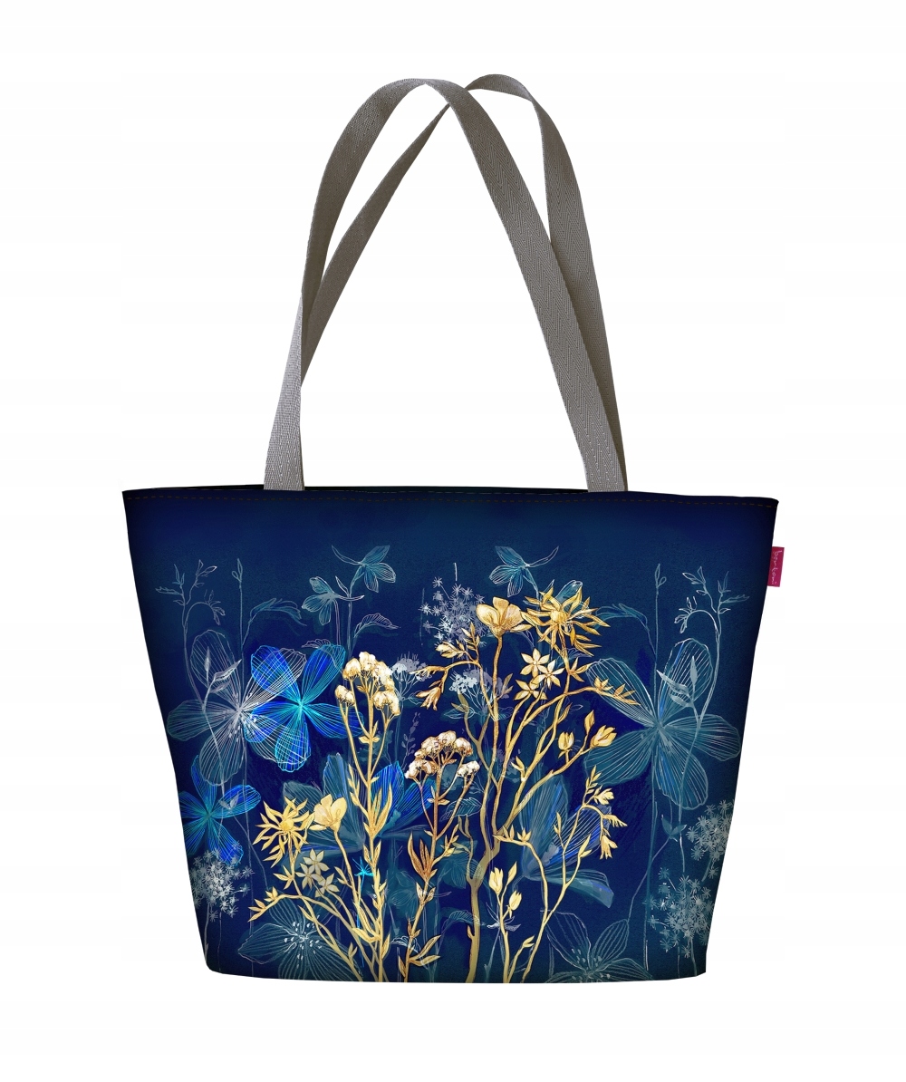 Torebka z zamkiem Bertoni wodoodporna shopper A4 Holi z nadrukiem Midnight