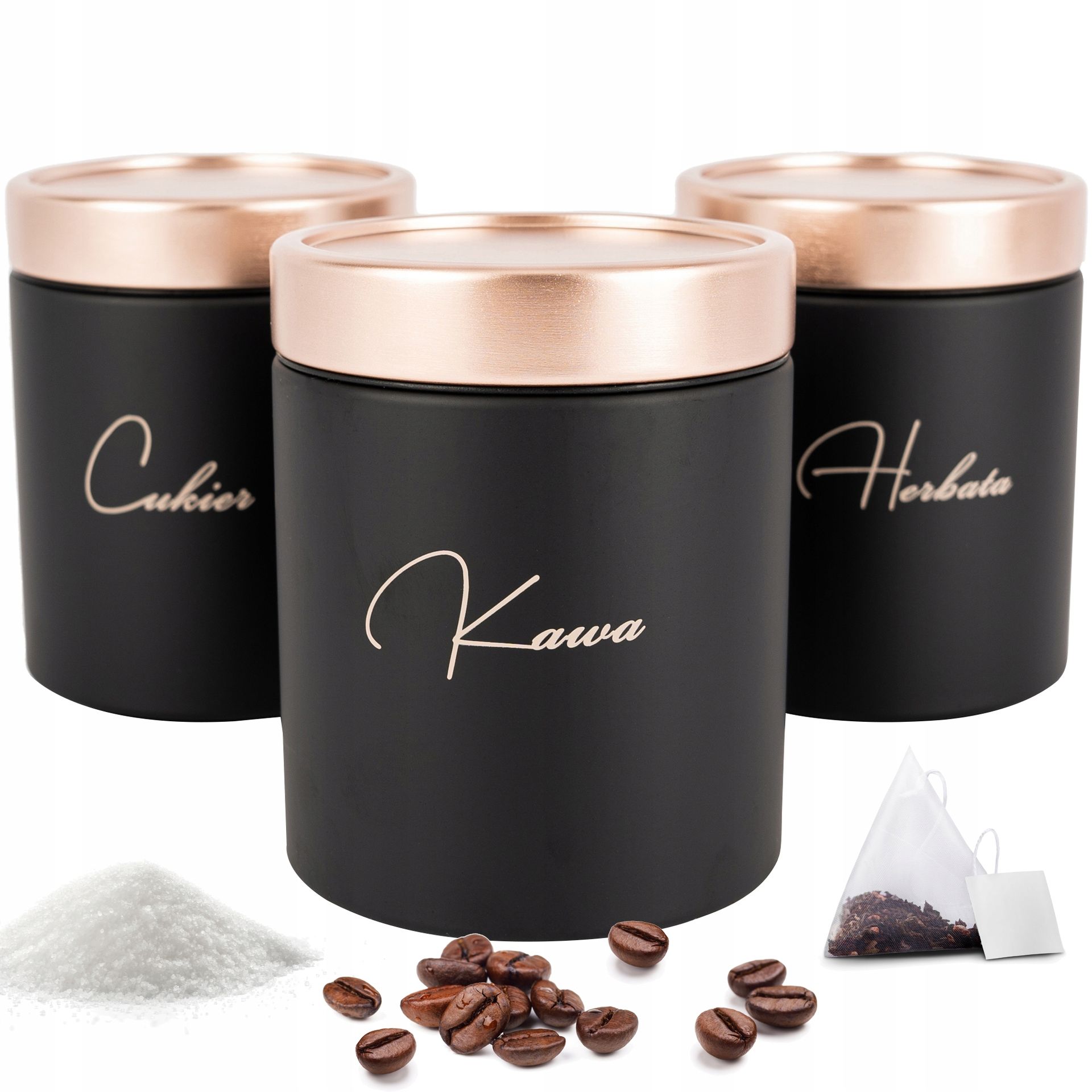 Zestaw Pojemników Komplet Kawa Herbata Cukier