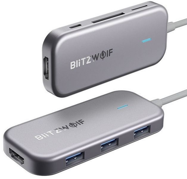 BLITZWOLF Adapter 7w1 Blitzwolf BW-TH5 Hub USB-C do 3xUSB 3.0, HDMI, USB-C PD, SD, microSD BLZ155