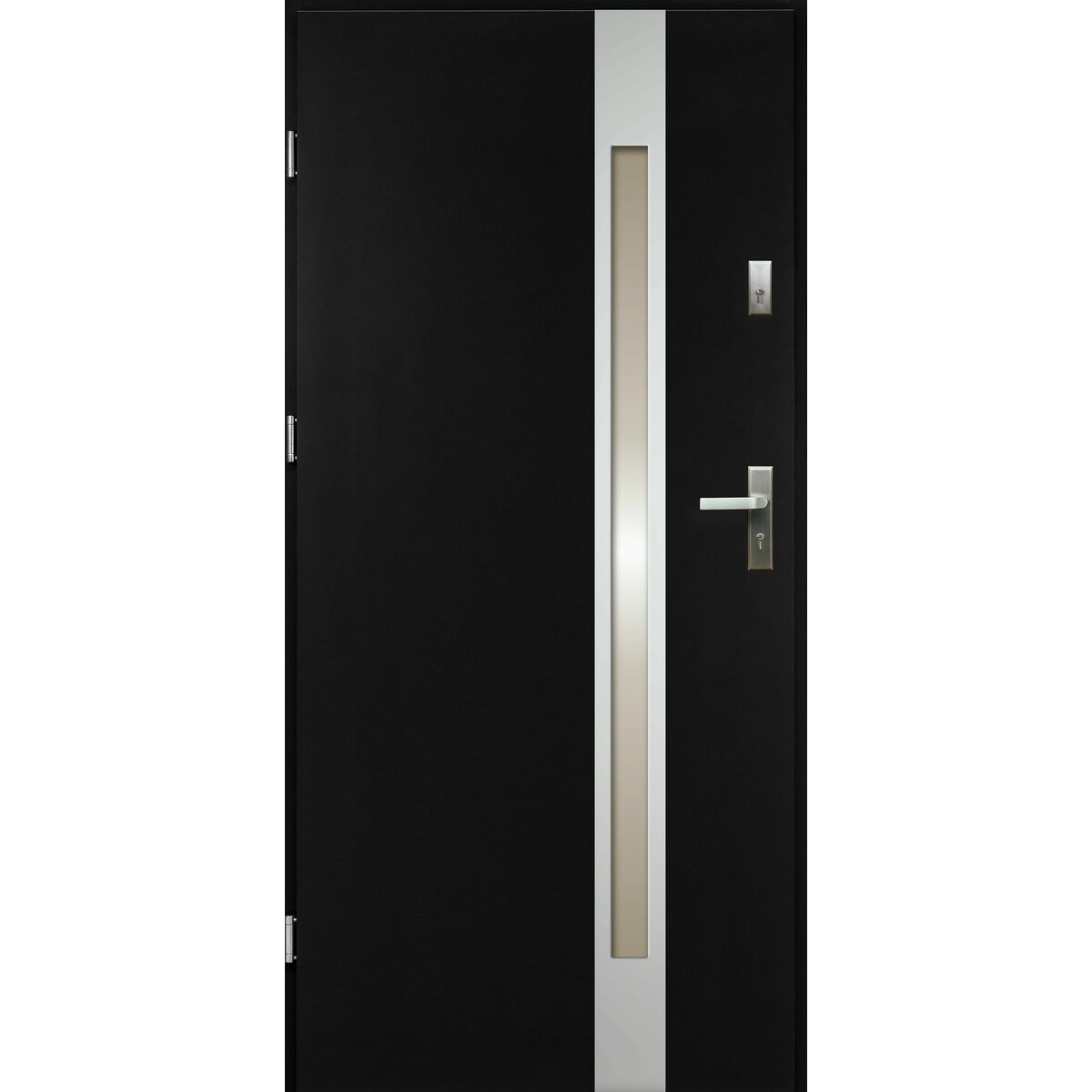 Drzwi zewnętrzne stalowe wejściowe Temidas Czarny 90 lewe OK Doors Trendline