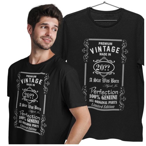 Koszulka na urodziny dowolny wiek Premium vintage made in 20?? a star was born