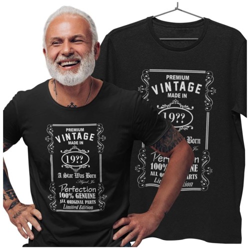 Koszulka na urodziny dowolny wiek Premium vintage made in 19?? a star was born