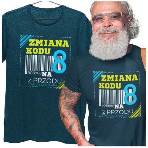 Koszulka na 80lat prezent na urodziny Zmiana kodu na 8 z przodu DTF