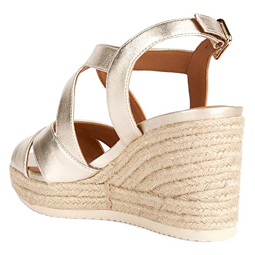 Geox Damski D Ponza espadryle Wedge sandal, LT złoty, 37 EU, Lt Gold, 37 eu